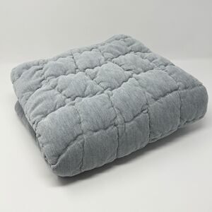 Pottery Barn Cozy Cloud Quilted King 20x36” Sham Chambray/Steel Blue Velvet